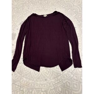 Wilfred Aritzia‎ Deep Purple Cross Open Back Long Sleeve Top T-Shirt Tee Size XS